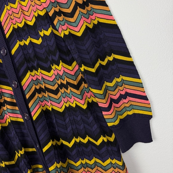 Missoni Cotton Wool Blend Striped Chevron Button Round Neck Cardigan - Picture 4 of 9